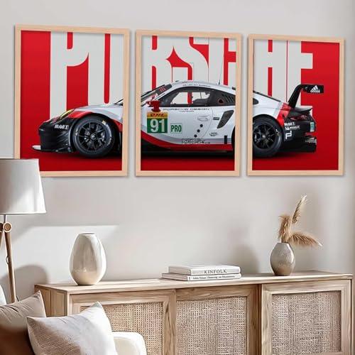 Image of TASVEE Car wall posters | set of 3 wall frames | posters for wall | Wall Decoration for Bedroom, Living Room & Office | Best Gift for Boys & Car Lovers (A1, LARGE 13X17, Framed)