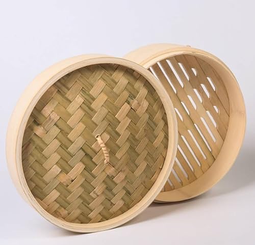 ANSNOW Bamboo Steamer Basket, 2 Tiers & Lid, Bamboo Steamer, Steaming Basket Steamer Cooker Pot Steamer Perfect for Steaming Dumplings, Vegetables, Meat, Rice,Y Lifestyle/2 Layers + 1 Lid/30Cm - Image 4