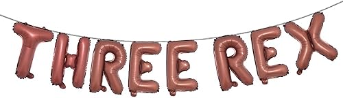 Globos multicolor de tres Rex  Decoraciones de fiesta de cumpleaños de tres Rex de 16 pulgadas  Globo de dinosaurio, decoraciones de cumpleaños 3