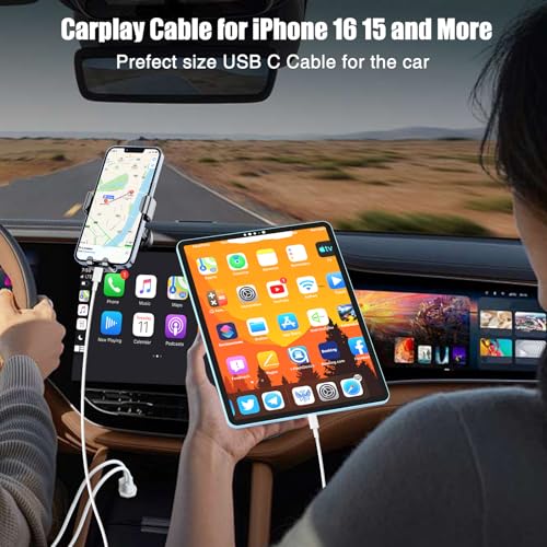 Image of Car Carplay Cable for iPhone 17 16 15, 2-Pack 10FT 60W USB C to USB C Cable And 2-Pack 10FT USB A to USB C Cable for iPhone 17 16 15,for Galaxy S25 S24, for iPad Pro /Air, for MacBook Pro /Air and More