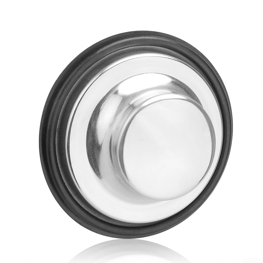Ablaufabdeckung mit Gummirand, 85 mm, passend für Standard-Spülen | Passend für Standard 8,51 cm Abflüsse, Edelstahlkörper, Gummidichtung, verhindert Verstopfungen, einfache Installation