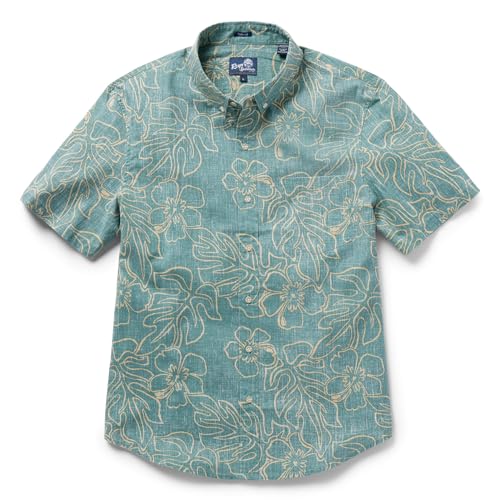 Reyn Spooner Men’s Tropical Leaves Hawaiian Aloha Shirt - Tailored Fit Button Front