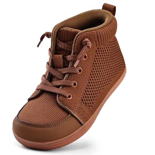 WateLves Toddler Little Kids Wide Barefoot Shoes Girls Boys Lightweight Boots Minimalist High Top Walking Shoes Breathable Comfort-Forward Ankle Support