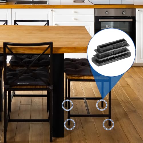 Image of uxcell 16 Pcs Rectangle Tubing End Caps 1 1 /8 x 3 /8 Inch Plastic Hole Plugs Insert End Cap for Metal Tubing Post Chair Leg Table Bookshelves Furniture, Black