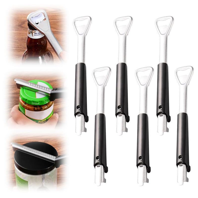 Abridor de tarros ajustable para manos débiles, abridor de latas de acero inoxidable multifuncional ajustable 2024, agarre de tapa de tarro portátil, abridor manual de tapas de frascos para utensilios
