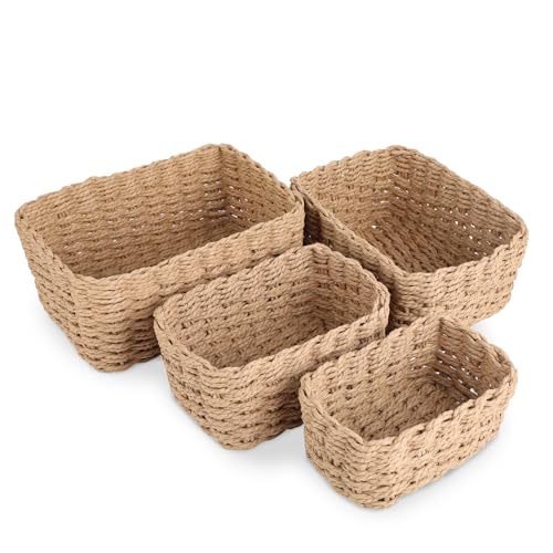 QinOustore 4er Set Aufbewahrungskorb Geflochten - körbe aufbewahrung aus...
