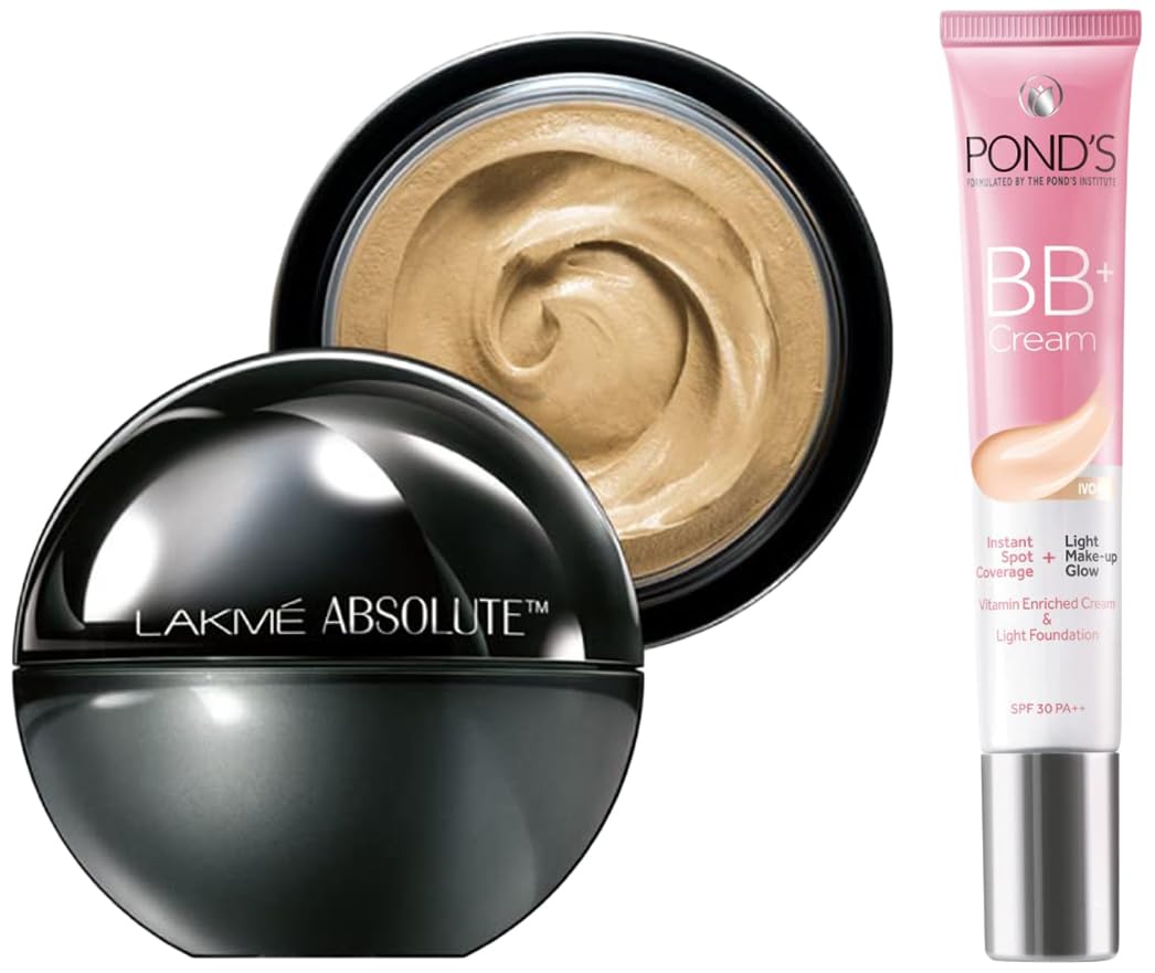 LAKMÉ Absolute Skin Natural Mousse, Ivory Fair 01, 25G & Pond's White Beauty Bb+ Fairness Light Coverage Cream 01 Original, 18 G-image-49