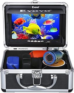 Eyoyo Underwater Fishing Camera 7 inch LCD Monitor Fish Finder Waterproof 1000TVL Fishing Camera 15m Cable 12pcs Infrared Lights for Lake, Boat, Ice Fishing