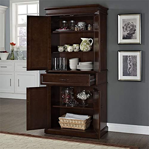 Bowery Hill Kitchen Pantry Solid Wood Storage Cabinet In Mahagony #TOP7