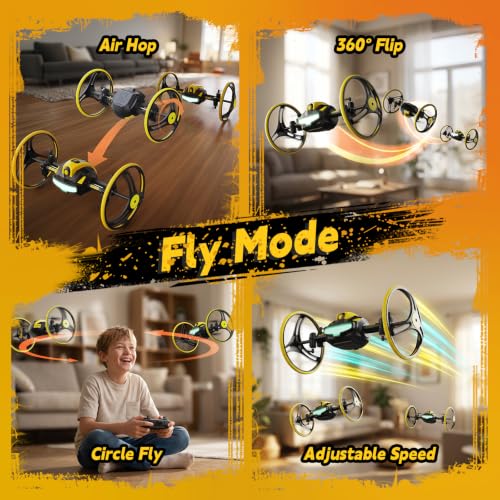 Image of HS175D & Mini Drone Car Drone Bundle, 2-in-1 Camera and Indoor RC Drone Set with Auto Return, Follow Me, Circle Fly, 360 Flip, Colorful Lights and Dual Batteries
