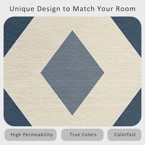 Tapis d'intérieur moderne géométrique bleu beige pour décoration maison