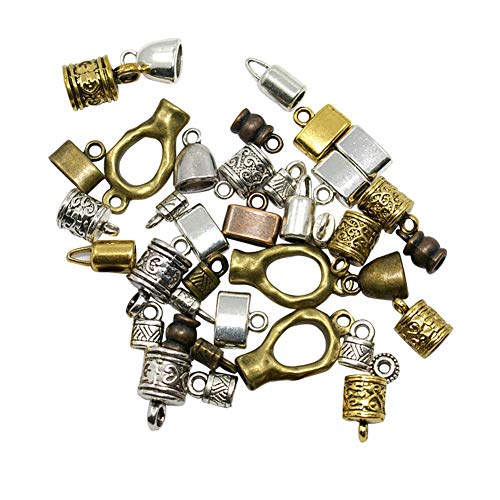 arricraft 500g 7mm Cord Ends, Jewelry Making Caps, Glue-in Fasteners for Necklace Cord, Tassel, Leather Jewelry Making-Mixed Color