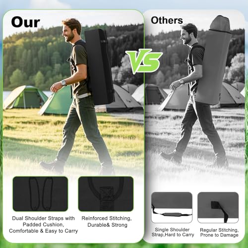 Image of VTOY Portable Camping Chair with Canopy - Folding Chair with Canopy, Durable 600D Oxford Canopy Chair for Camping, Beach, Picnics, Fishing & Sports (2 Pack Black)