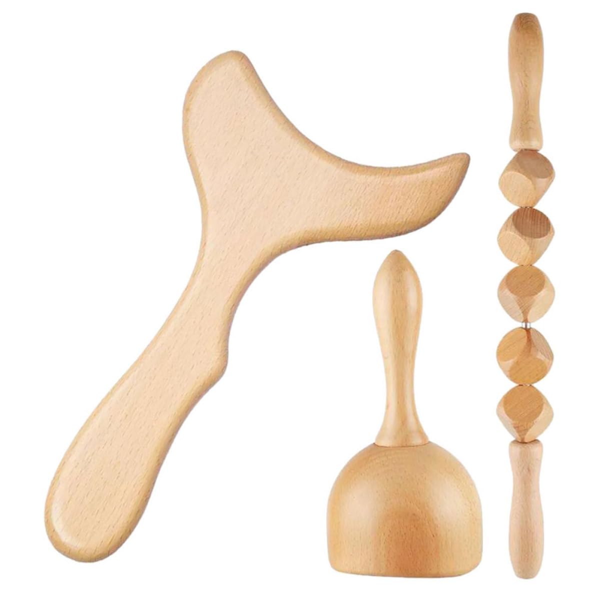 Rodillo de Masaje de Madera Khaki para Adultos, Portátil y Manual