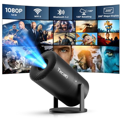 Image of Mini Pico Projector with WiFi & Padding, Movie Projector 1080P HD Support Motion Keystone Correction, 180 Rotatable, Compatible with Sticks, HDMI, USB, Smart Handphones, Laptop (Black)