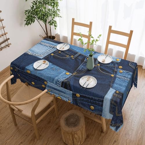 Nappe imprimé denim rectangle 137x183cm tablecloth de table de jardin - 2