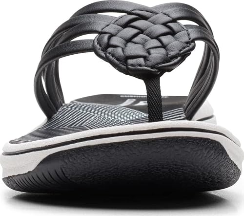 Clarks Womens Breeze Coral Flip Flop, Black Synthetic, 8 Us #TOP1