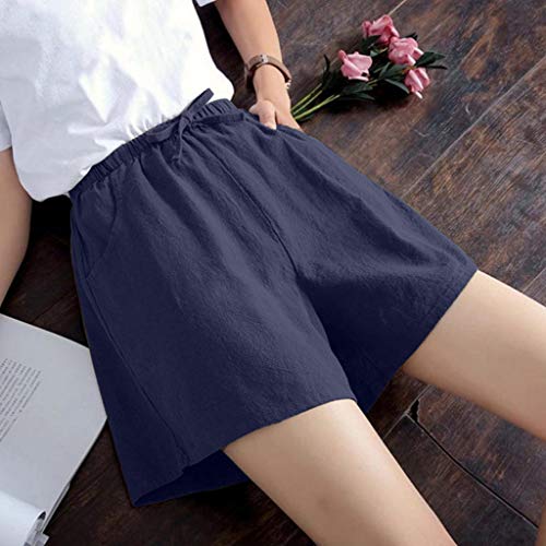 Elastic Waist Casual Comfy Shorts Drawstring Summer Beach Linen Shorts Bermuda Walking Jersey Shorts - Image 4
