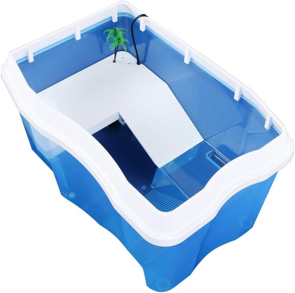 Pecera Grande de Plástico para Familia - Tanque de Peces y Tortugas con Caja de Cría Azul Tanque de Peces y Tortugas con Kit de Acuario Azul-X-Large