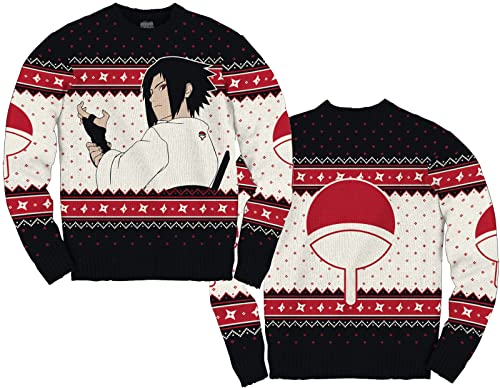 Ripple Junction Naruto Shippuden Adult Christmas Sweater Sasuke Uchiha X-Mas Novelty Anime Crew Neck...