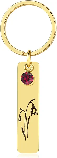 YeGieonr Birth Flower Keychains for Women, Key Chains Women Cute, Cool Keyring Gifts for Mom Grandma Daughter Friends
