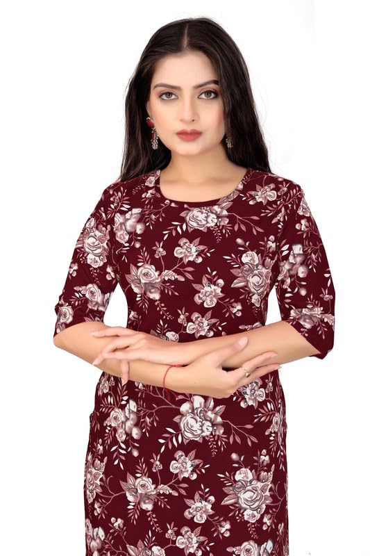 Image of Women's Floral Printed Crepe Knee-Length Kurti Vinod Parent 1