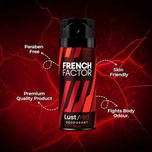 Image of The French Factor Lust Red Deodorant Body Spray For Men, Combo (150ml, Pack of 2)