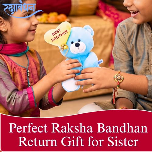 Image of Tickles Cute Teddy Bear Holding Best Brother Heart Balloon Soft Stuffed Plush Toy for Kids Boys & Girls Raksha Bandhan Return Birthday Gift (Size: 18 cm Color: Blue)