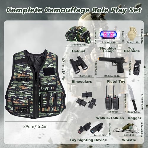 Disfraz militar para niños con accesorios y casco miniatura 3