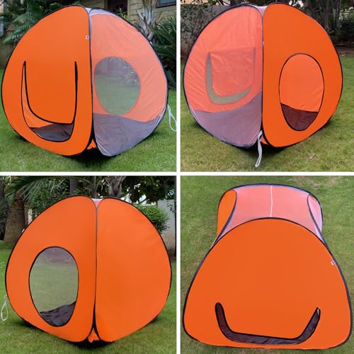 Image of Play House Foldable One Side Round Tent House for Kids Lightweight and Portable |Foldable Tent House for Kids Activity Indoor Outdoor |Play Tent House for Multi Purpose| Play Tent House (Orange-2)