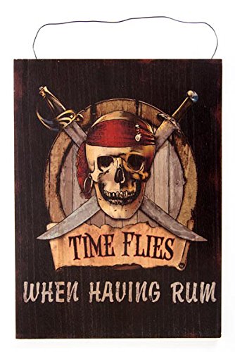 Nautical Tropical Imports Times Flies When Having Rum Wooden Novelty Sign