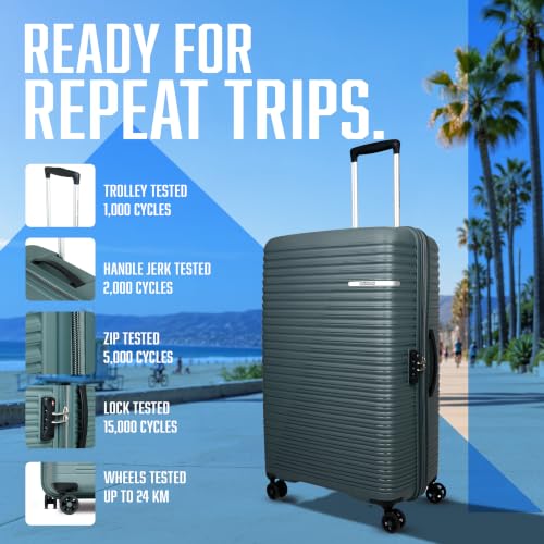 Image of American Tourister Liftoff+|Medium Size Check-in Spinner Trolley Bag (67 cm) for Travel|360 8 Wheel Travel Luggage|Hard Case Polypropylene (PP) Suitcase|Mounted TSA Lock|Dark Olive