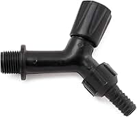 Torneira Plástica para Jardim, Tanque e Irrigação, 10cm, Rosca 1/2 Polegada, Engate 3/8 Polegada, Preta
