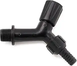 Torneira Plástica para Jardim, Tanque e Irrigação, 10cm, Rosca 1/2 Polegada, Engate 3/8 Polegada, Preta