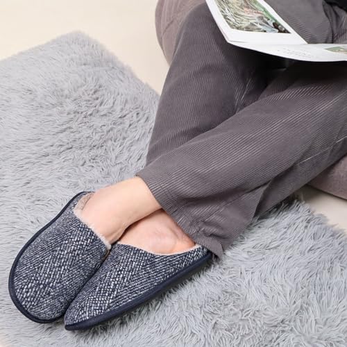 Image of COFACE Mens Cozy Memory Foam Scuff Slippers Casual Slip On Warm House Shoes Indoor /Outdoor Sandal Slippers With Arch Support Rubber Sole Size 7-15