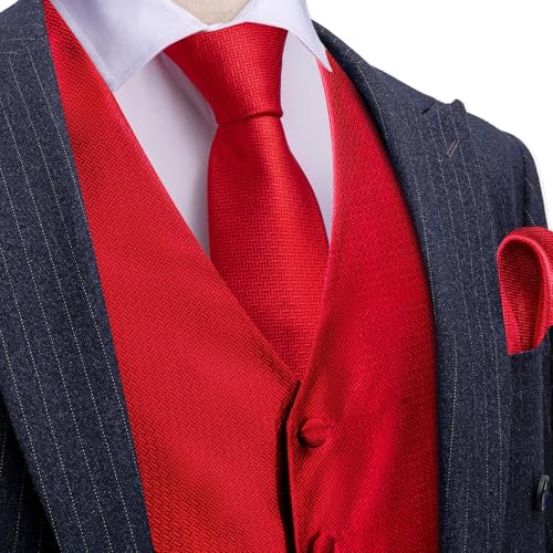 Image of Barry.Wang Men's Suit Vest Tie Bowtie Set Formal Silk Paisley Waistcoat Hanky Cufflinks Lapel Pin Set Wedding Party 7PCS