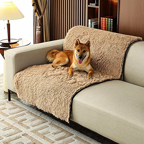 Eidoct Funda de sofá para mascotas para perros y gatos, manta impermeable para sofá, antideslizante, protector de muebles para lavar a máquina, cojín de felpa suave, 120 x 90 cm (marrón) Cover