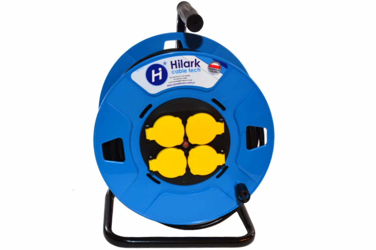 Hilark Cable Tech Enrouleur Cable Electrique H05VV-F 3x1,5 25m rallonge électrique avec Bloc Prises