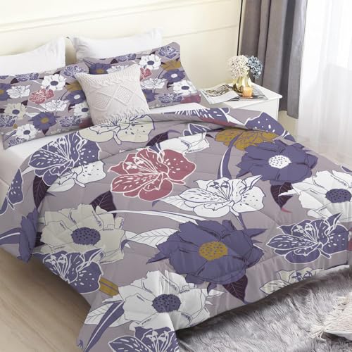 SYHIEGO Edredón floral Super King, reversible, estampado bohemio, edredón de microfibra suave para todas las estaciones, incluye 2 fundas de almohada, vintage, lavable a máquina, 260 x 220 cm, Ei161