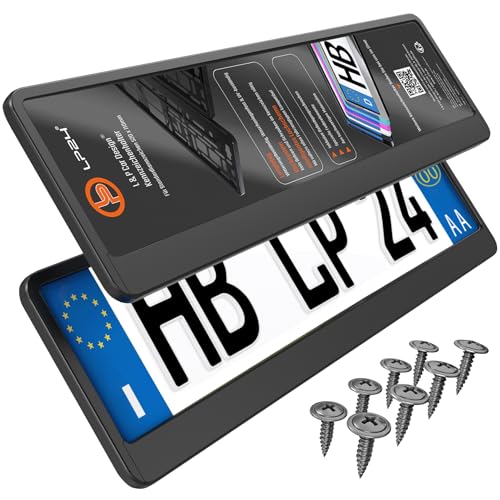 Portatarga Auto - Supporto Targa - [semplice, durevole e sicuro] - 8 viti - 520x110 mm - Nero e discreto - Porta Targa - adatto a qualsiasi auto - per targhe italiane omologate - Fissaggio per Targa