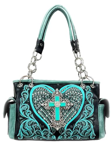 Angel Wing Rhinestone Cross Embroidered Western Handbag