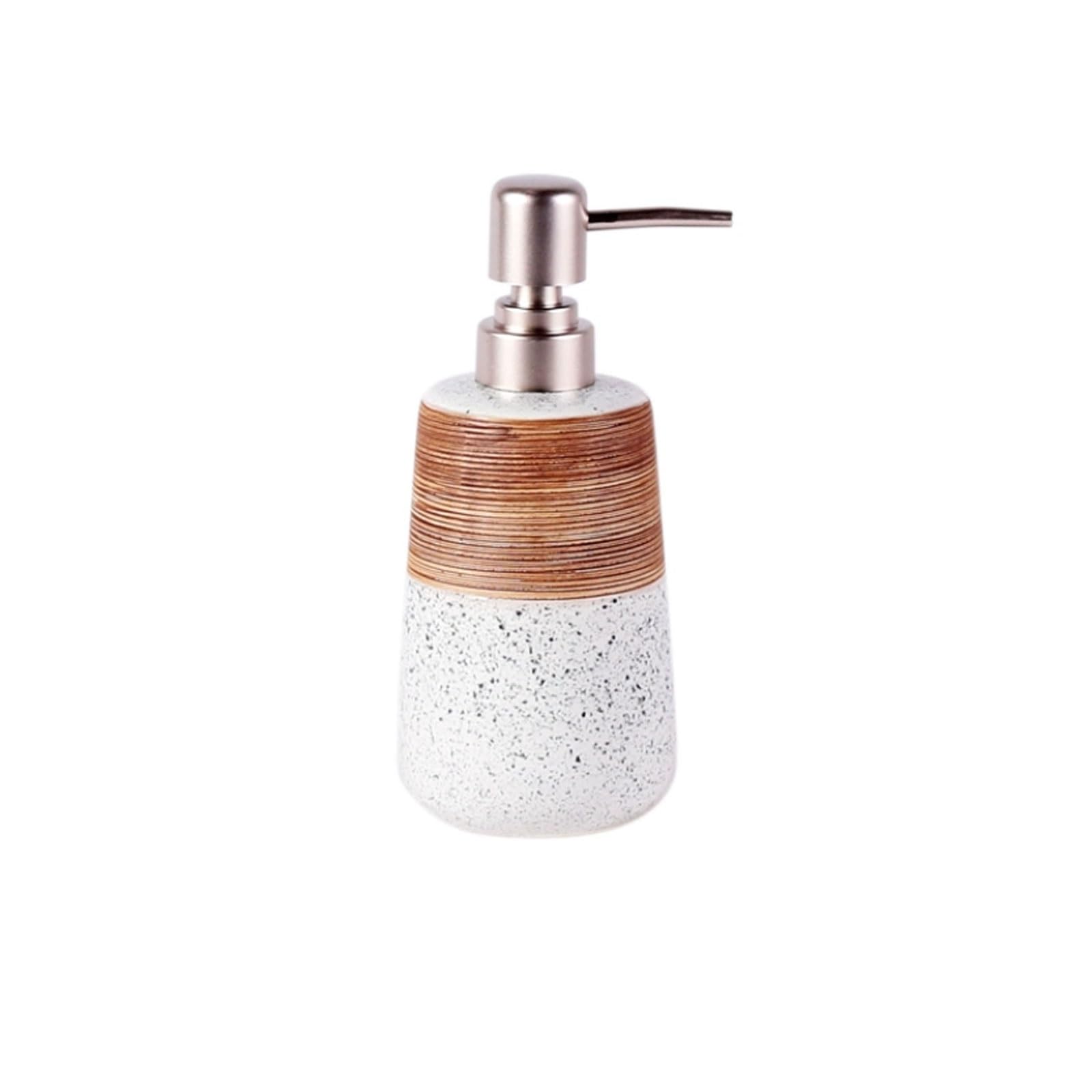 14.2oz Ceramic Liquid Soap Dispenser Clog-Free Pump, Wide Mouth Refill, Countertop Hand for Bathroom(Wei�)