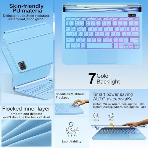 Image of GGQFGTOJ Keyboard Case for iPad Air 13 inch (M4 /2026 /M3 2025 /M2 2024),iPad Pro 12.9 inch (3 /4 /5 /6th Gen),Magic-Style Magnetic - Floating Cantilever Stand,Backlit Keyboard with Multi-Touch Trackpad