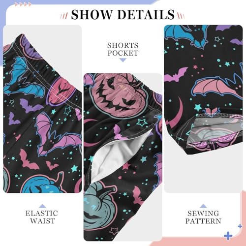 Galaxy Bat Evil Pumpkin Boys Long Pants Soft Trousers Elastic Waist Kids Lounge Bottoms with Pockets S-XL4