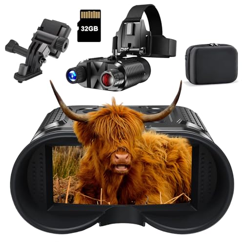 HMWOKPOT Long Rang Infrared Night Vision Goggles for Adults, Rechargeable Night Vision Binoculars with 8 X Digital Zoom Allow Adjust Vision of Binoculus