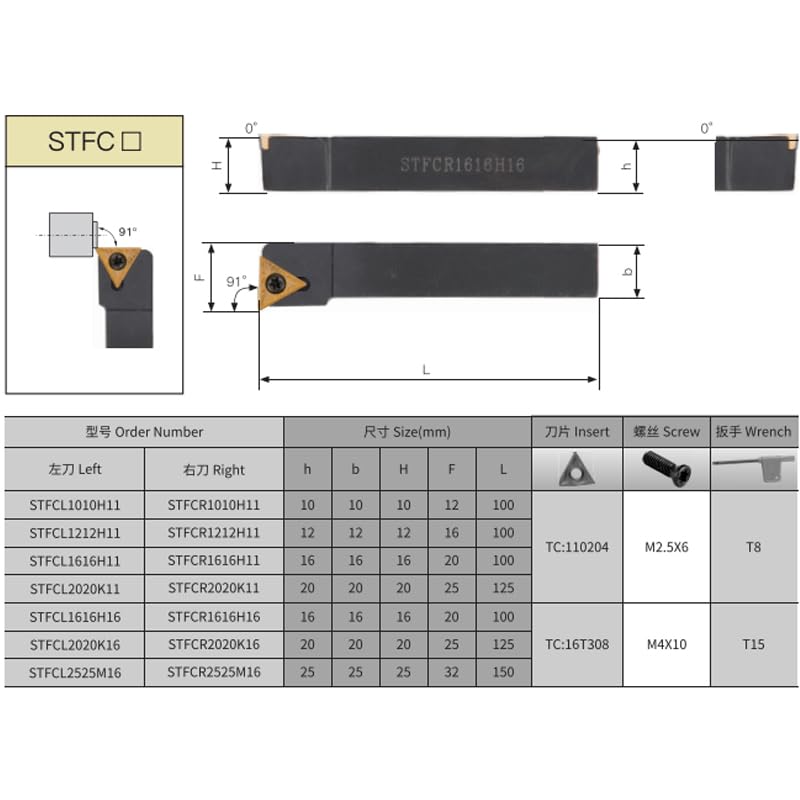 1pc STFCR STFCR1010 STFCR1616 STFCR2020 STFCR2525 STFCR1212 STFCR1616H16 STFCL External Turning Tool Holder CNC Lathe Cutter Bar(STFCR,1010H09)