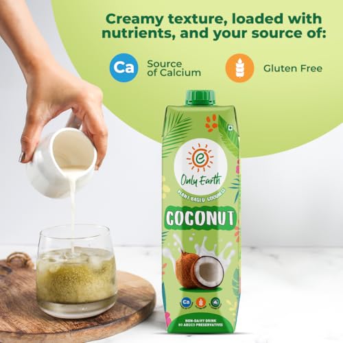 Image of Only Earth Coconut Drink | Best for Coffee, Tea, Cereals, Shakes or As Is | 40% Coconut Water + 59% Coconut Milk | | Dairy Free | Unsweetened | Plant-Based | Source of Calcium | Preservatives Free | No Added Sugar | No Trans-Fat |Thai Coconuts