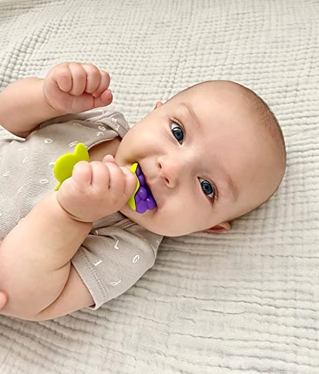 Image of Muma's Love Baby Teething Silicone Bpa Free Natural Organic Freezer Safe Teethers for Newborn Infant, Soft & Textured-Babies Shower Gift (Strawberry - Grapes- Apple)