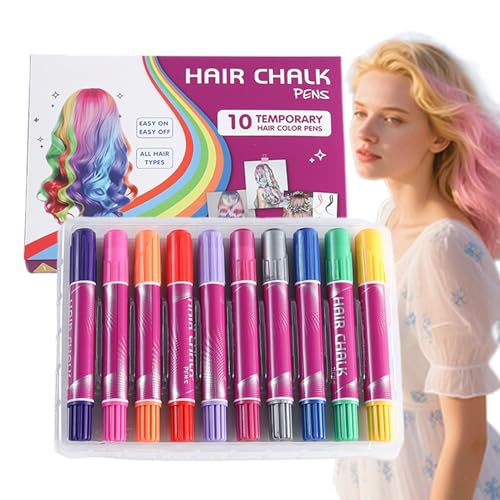Tinte temporal para el cabello, 10 colores, colores temporales lavables para el cabello, juego de maquillaje, juguete divertido para niñas, niños, adultos y cosplay