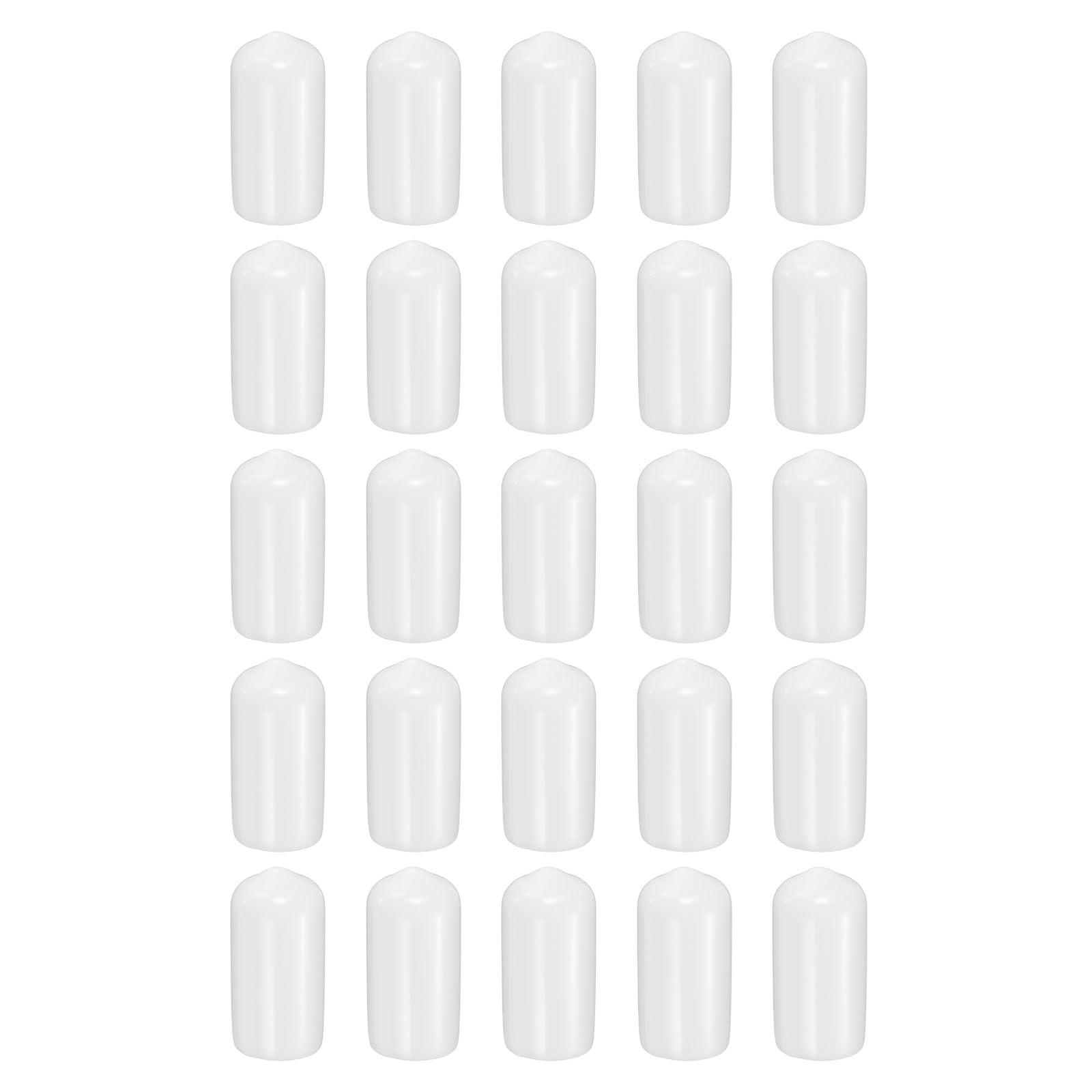 sourcing map 50pcs Round Rubber End Caps 12mm ID Bolt Covers Caps Vinyl Rubber Flexible Screw Thread Protectors for Metal Tube Rod Bolts, White